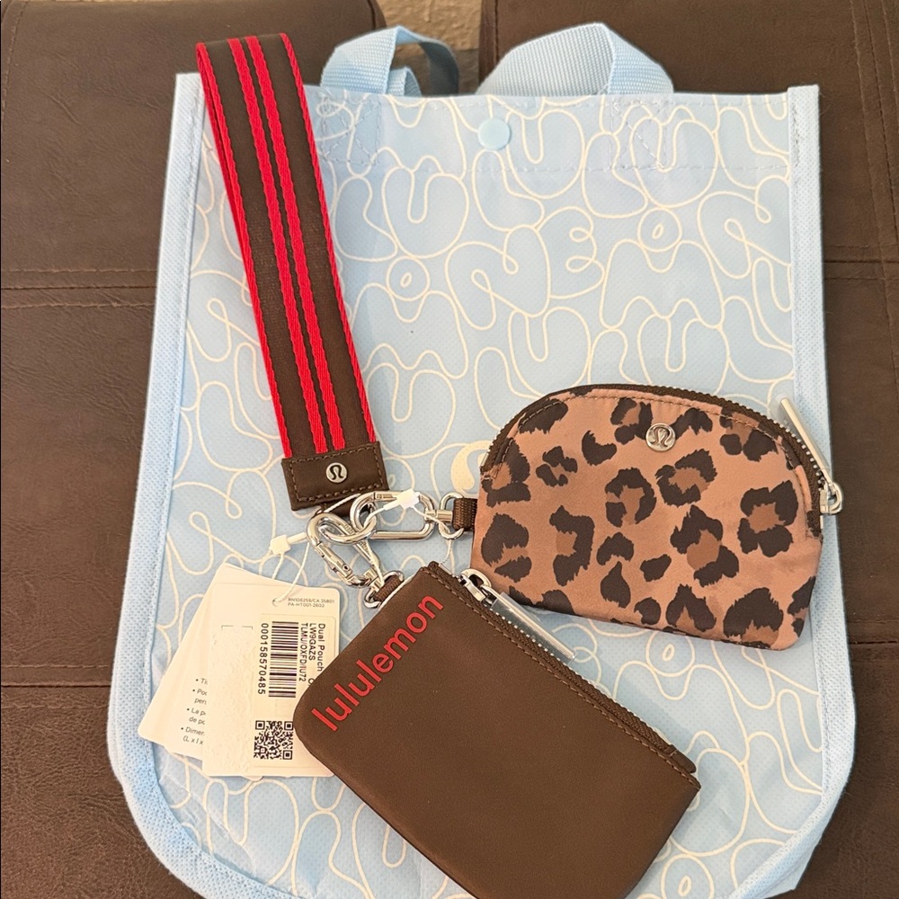 Lululemon dual pouch wristlet leopard